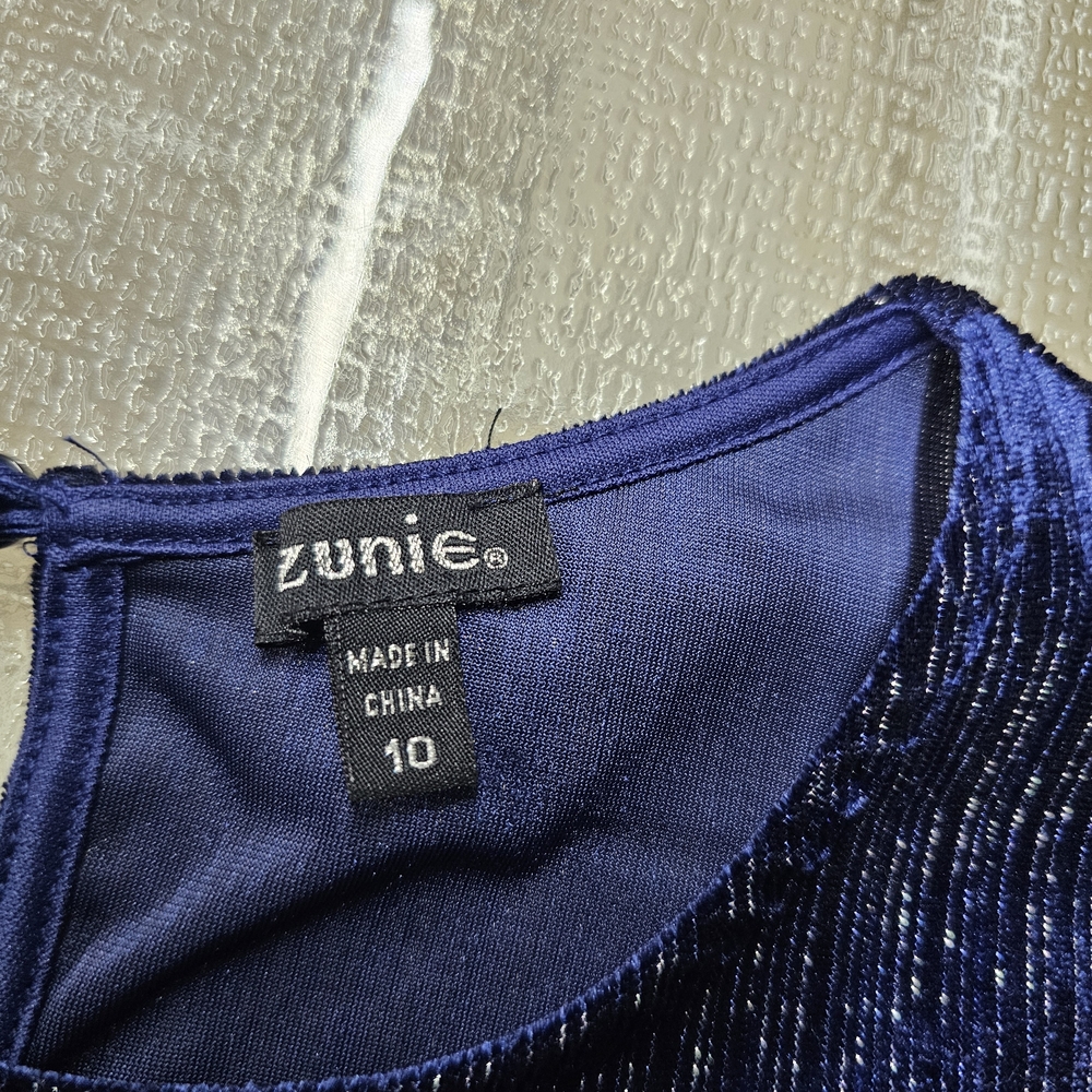 Zunie Girls Jumpsuit Blue Velvet Sparkle Ruffle Sleeve Holiday Party Outfit 10 - Picture 6 of 9